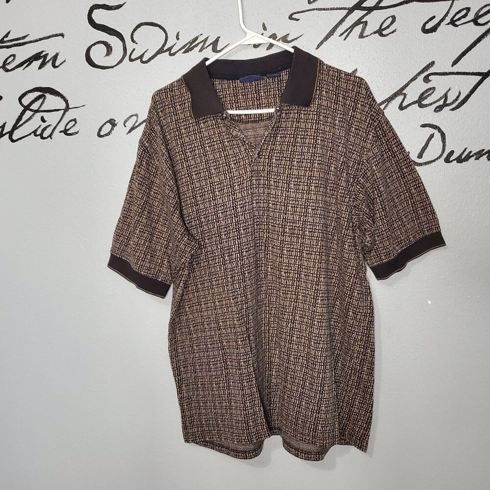 Vintage Premier International for Men Brown Print Polo, XL
